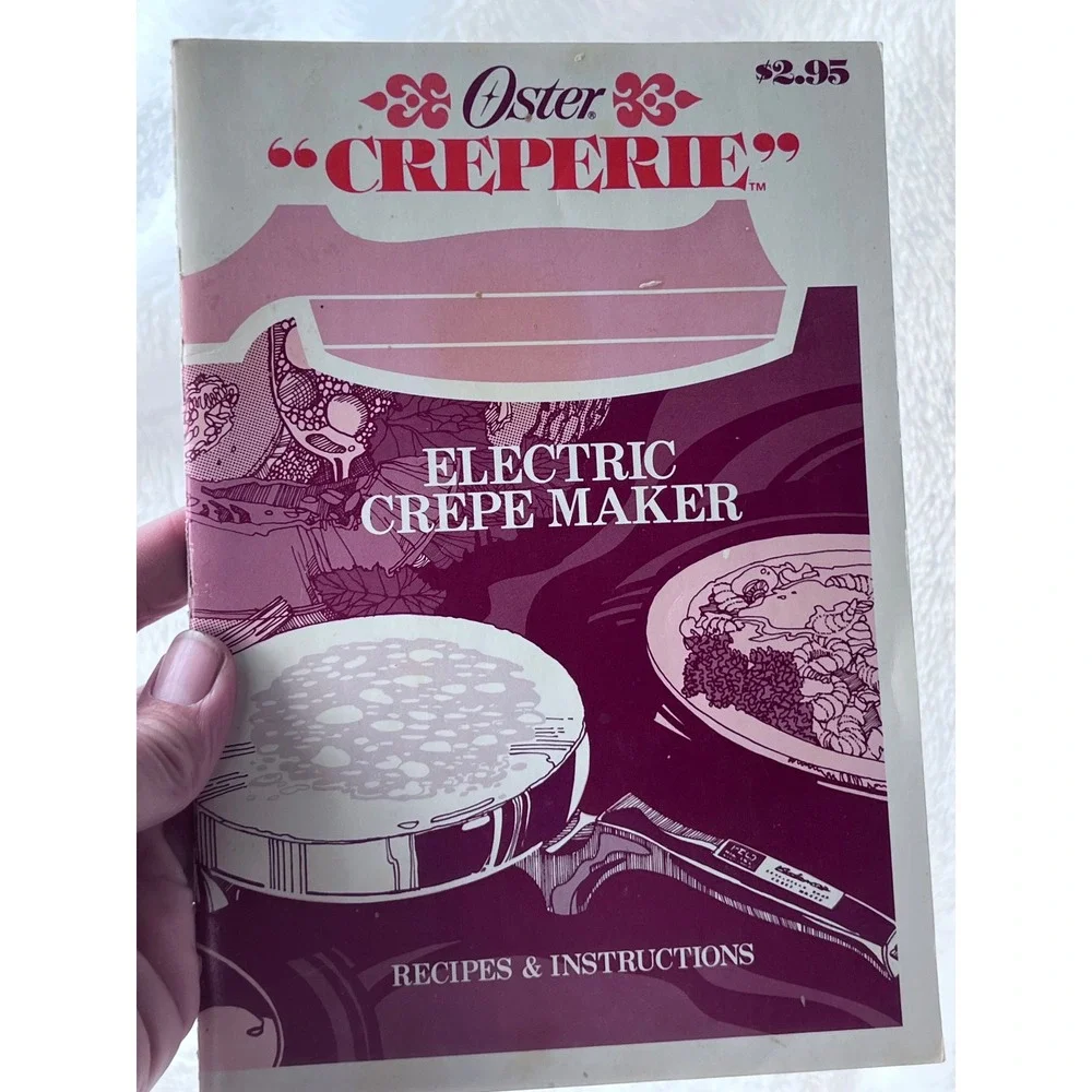 Vintage 1977 Oster Creperie Electric Crepe Maker Recipe Instruction Manual Pink